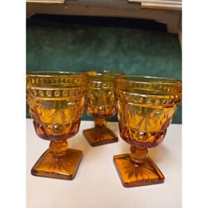 VTG Indiana Glass Park Lane Amber Cordial Glasses Set of 2 1960-70